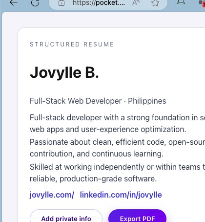 pocket resume